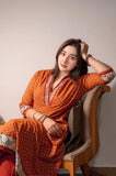 Anni Designer Women'S Rayon Blend Anarkali Printed Kurta With Pant (Karidos Orange-Vks01_5Xl_Orange_Xxxxx-Large),Orange,5XL,Rayon Blend,Anarkali,
