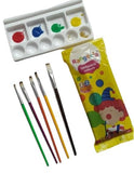 FIRST CLICK Medium Rectangular Shaped Paint Palette (10 Wells) + 5 Pcs Flat Colorful Body Brush Set + 18 Shades Rangeela Tempera