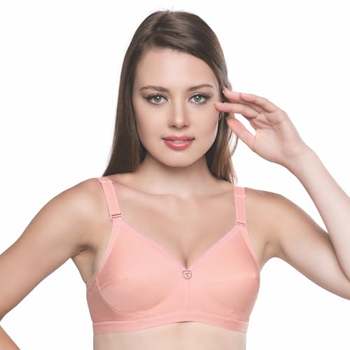 Trylo Women'S Cotton T-Shirt Bra Women'S Non-Wired Bra (Sarita_Peach_36C),Peach,36,B07YYLGLGQ
