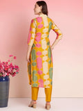 Gosriki Women'S Rayon Blend Straight Printed Kurta With Pant (Surdas Yellow-Vks01-Gs_M_Yellow_Medium),Yellow,,B0DRNMPV1W