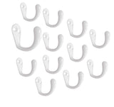 QCAA Premium Quality Single Prong Robe Hook Hanger, Zinc Die Cast, White, Made in Taiwan, 12 Pack