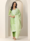 Libas Womens Woven Design Silk Blend Straight Kurta With Palazzos And Dupatta Green M