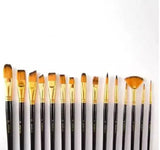 QUAKEL 12Piece Craft Painting Brush Set (AK17) Professional Round Pointed Tip Nylon Hair Brushes for Acrylic, Watercolor & O