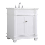 Elegant Decor Wesley 30 Steel And Solid Wood Single Bathroom Vanity Set - White