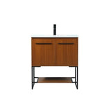 Elegant Decor Sloane 30 Mdf And Steel Single Bathroom Vanity In Teak