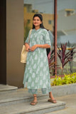 Anni Designer Women'S Rayon Viscose A-Line Printed Kurta With Pant (Kopek Green-Vks01_M_Green_Medium),Green,M,,,