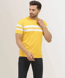 Lookmark Men'S Stylish Lycra Blend Printed Striped Polo Tshirt (New-Mt07-Xxl) Yellow