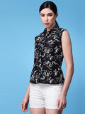 Oomph! Summer Shirts For Women Floral Printed Black,Charcoal BlackApparel,XL