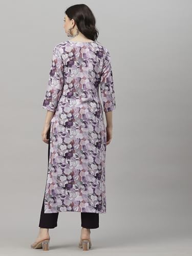 Anni Designer Women'S Cotton Blend Straight Printed Kurta With Pant (Southz Purple-Nw_M_Wine_Medium),Purple,M,Cotton Blend,Straight,