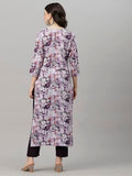 Anni Designer Women'S Cotton Blend Straight Printed Kurta With Pant (Southz Purple_M_Wine_Medium),Purple,M,Cotton Blend,Straight,