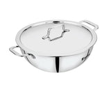 Dynore Stainless Steel Triply Extra Deep Kadai with SS Lid/Induction Friendly/ 26 cm Dia, 3 LTR