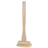 Redecker Tampico Fiber Bathtub Brush with ExtraLong Untreated Beechwood Handle, 143/4 inches, Angled Design, Natural Bristles,
