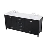Elegant Decor Irene 72 Solid Wood And Stone Double Bathroom Vanity In Black