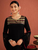 Kaari Rayon Staple Women's Kurta Set (KAAAW24WSKD-92030_Kohl Black_XL)