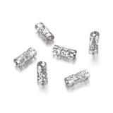 100pcs Filigree Tube Loose Beads 8mm x 4mm Spacer (Large Hole ID 3.2mm) 18K White Gold Plated Brass for DIY Craft Jewelry Making