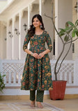 Fabnex Kurta Set For Women | Women Kurta | Women Kurta Sets Kurtis | Women Kurta Pant Set | Women Kurta Pant Set Women Kurti Set With Pant (K-67-68) (S, Green)