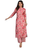 Gosriki Women'S Rayon Blend Straight Printed Kurta With Pant (Later Pink-Gs_L_Pink_Large),Pink,,B0CYH9M4TH