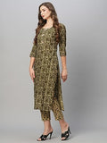 Anni Designer Women'S Cotton Blend Straight Printed Kurta With Pant Set (Bhati-Mehandi_S_Green_Small),Green,S,Cotton Blend,Regular,