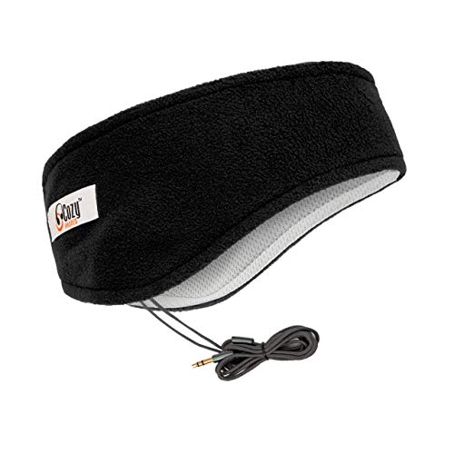 CozyPhones Over The Ear Headband Headphones - Sleep Headphones - New Contour Series with Cool Mesh Lining & Thin Earphones - Bla