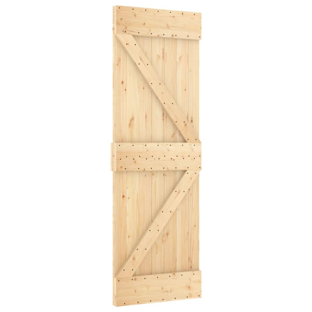 Vidaxl Narvik 27.6'X82.7' Solid Pine Wood Sliding Barn Door, Modern Rustic Interior Door For Bedroom Kitchen Closet Garage - Natural Brown, Space-Saving & Easy Install (Without Hardware Kits)