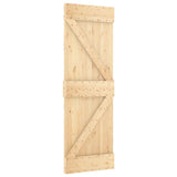 Vidaxl Narvik 27.6'X82.7' Solid Pine Wood Sliding Barn Door, Modern Rustic Interior Door For Bedroom Kitchen Closet Garage - Natural Brown, Space-Saving & Easy Install (Without Hardware Kits)