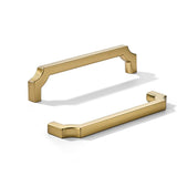 khtumeware 2-Pack 5 Inch Square Brushed Brass Cabinet Pulls, Solid Satin Brass Zinc Alloy Heavy-Duty Handles for Kitchen/Bathroo