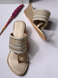 Shoetopia Girls Girls-Kolhapuri-121 Golden Heeled Sandal - 4 Uk (Girls-Kolhapuri-121-Golden),Golden,4,B0CRPFG553