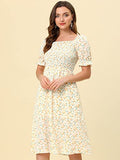 Toplot Dresses For Women Knee Length With Floral Print(Dress-5107-Lemon-Xl),Lemon,,B0C4DHMQNV