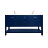 Elegant Decor Metropolis 60 Solid Wood And Metal Single Bathroom Vanity In Blue