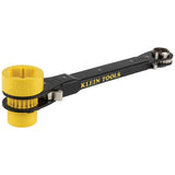 Klein Tools KT155HD HeavyDuty 6In1 Linemans Ratcheting Wrench with Bolt Through Design and Bright Yellow Socket