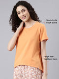 Enamor Women'S Solid Relaxed Fit T-Shirt (E305_Tangerine M)