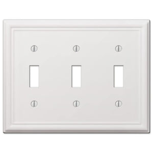 Amerelle 149Tttw Chelsea Wallplate, 3 Toggle, Steel, White, 1-Pack