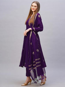 Gosriki Women'S Rayon Blend Anarkali Printed Kurta With Pant & Dupatta (Berlin Begani-Vks02-Gs_S_Begani_Small),Begani,,B0DJ3DZTYR