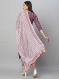 Gosriki Women'S Cotton Blend Straight Printed Kurta With Pant & Dupatta (Lathi Wine-Gs_S_Wine_Small),Wine,,B0CGD6DGPL