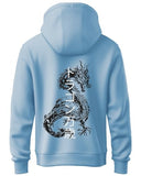 Adro Mens Hoodies With Hail The Dragon Puff Backside Printed, 100% Cotton 340Gsm. (H23-M-Dra-Sk_Skyblue_M)