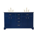 Elegant Decor Americana 60 Solid Wood And Metal Single Bathroom Vanity In Blue