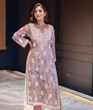 Anni Designer Women'S Rayon Viscose Printed & Chikankari Embroidered Straight Kurta (Kisrup Multi-Vks03_Xl_Grey_X-Large),Grey,XL,,,