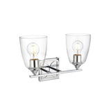 Living District Harris 2-Light Iron & Glass Bath Sconce In Chrome/Clear