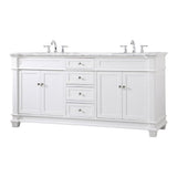 Elegant Decor Wesley 72 Steel And Solid Wood Double Bathroom Vanity Set - White