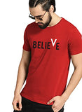 Adro Men'S Believe Design Printed T-Shirt (M, Red)
