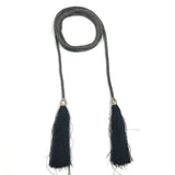 Ani Accessoriez Silver Metallic Braided /Knitted Cord/Rope/Belt With Tassel And Metal Cap For Women And Girl
