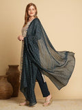 Gosriki Women'S Cotton Blend Straight Printed Kurta With Pant & Dupatta (Kamkoj Navy Blue-Gs_L_Navy Blue_Large),Navy Blue,,B0D9WCGM1N