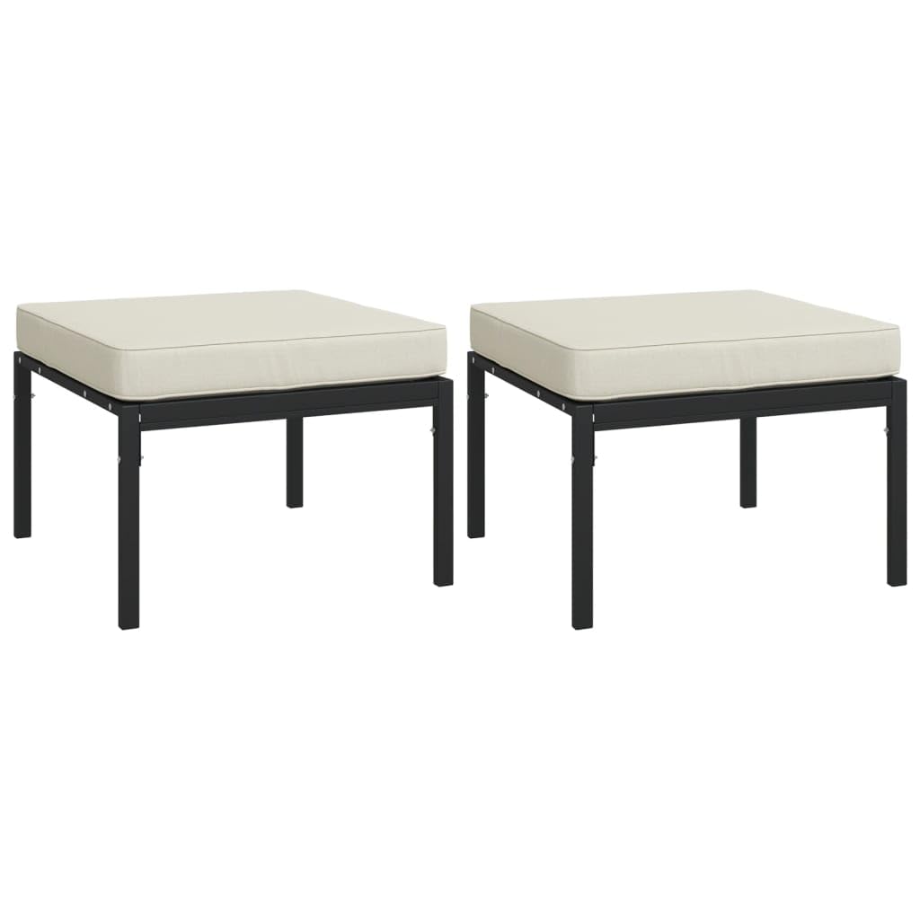 Vidaxl Patio Footstools, Set Of 2, Comfortable Steel Outdoor Furniture With Sand Cushions, Modular And Durable, Black - 23.6'X23.6'X13.8'