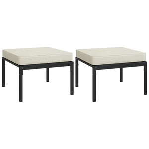 Vidaxl Patio Footstools, Set Of 2, Comfortable Steel Outdoor Furniture With Sand Cushions, Modular And Durable, Black - 23.6'X23.6'X13.8'