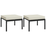 Vidaxl Patio Footstools, Set Of 2, Comfortable Steel Outdoor Furniture With Sand Cushions, Modular And Durable, Black - 23.6'X23.6'X13.8'