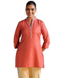 Libas Women'S Cotton Blend Solid Straight Kurtis (58254B Rust
