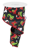 Elf Boots Wired Edge Ribbon 10 Yards (Black, 2.5 Inch)