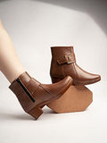 Shoetopia Women'S Flat Boots Brown 7 Uk,Brown,7,B0BSC3VVLM