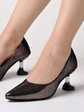Shoetopia Shimmer Decor Pointed Toe Stylish Wine Pumps For Women & Girls /Eu38,Red,5,B0DK79M64G
