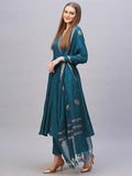 Gosriki Women'S Rayon Blend Anarkali Printed Kurta With Pant & Dupatta (Berlin Kerosin-Vks02-Gs_Xl_Dark Blue_X-Large),Dark Blue,,B0DJ3BX6R7